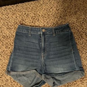 high waisted denim shorts